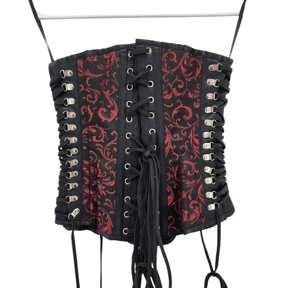 Bunny Corset Women's Calliope Underbust Corset Gothic Black/Maroon - Picture 5 of 12